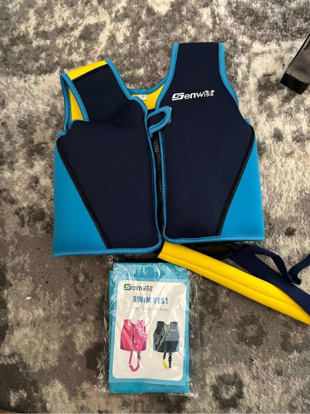 Senwiss Kids Swim Vest in Navy Blue & Yellow